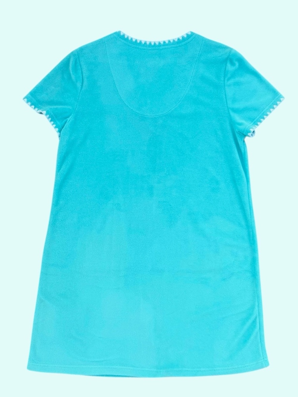 Jasmine Rose Turquoise Velour Short-Sleeve Housecoat Robe Beach Cover-Up, Medium - Picture 2 of 7